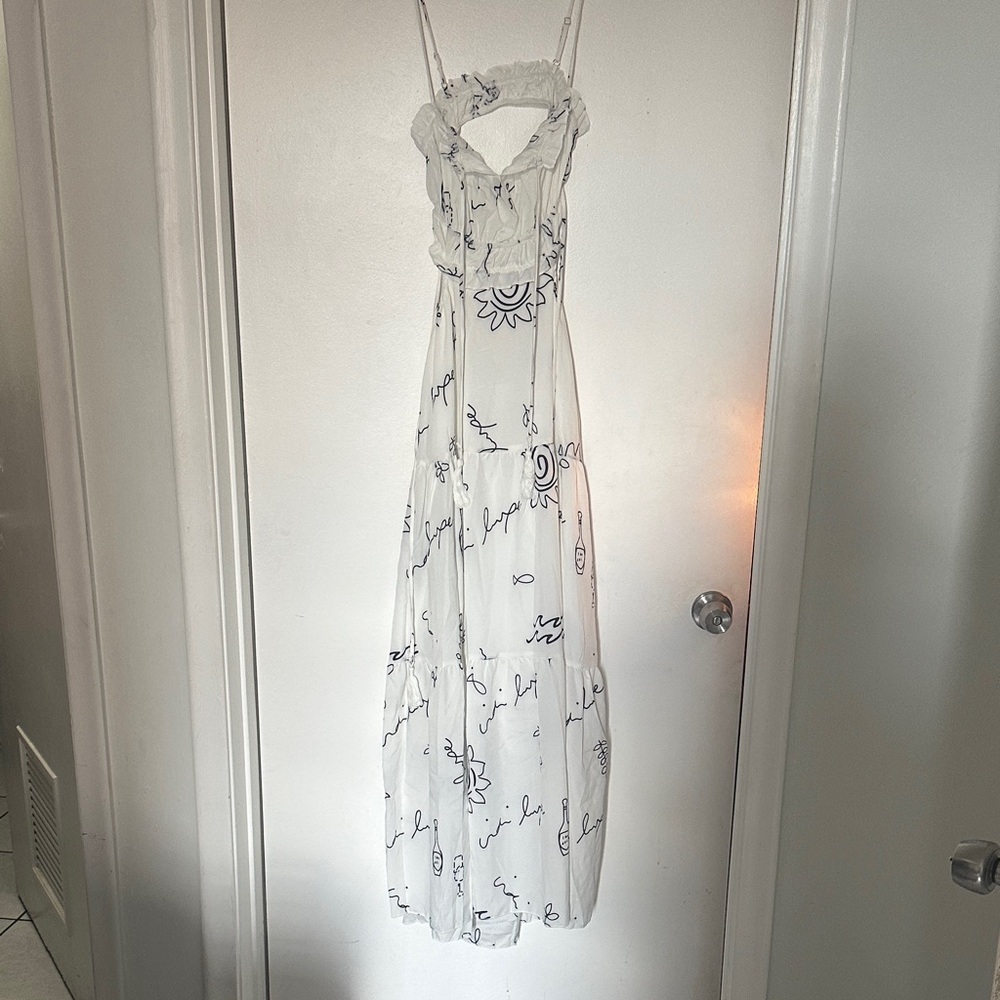 SHEIN new White Celestial Print Maxi Dress